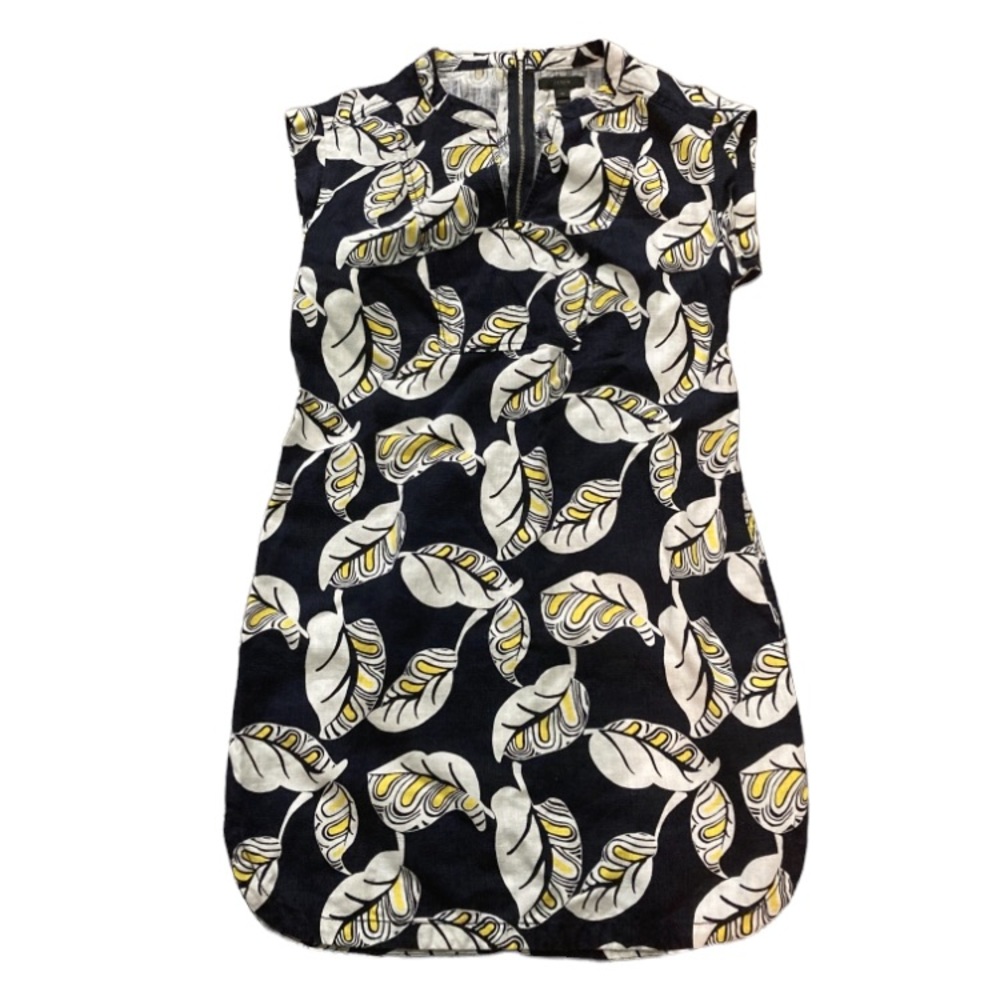 J. Crew Botanical Print Linen Blend Cap Sleeve Popover Dress, Size XS